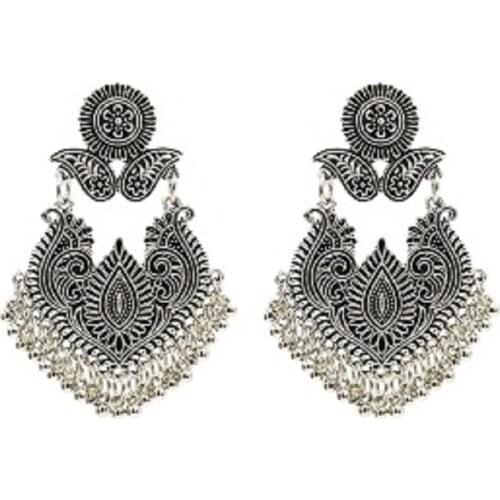 Earrings Retro Tribal Ethnic Mochi Bamboo Carved Lotus Mexico Gypsy India Traditional Dangle Earrings Flower Ethnic Ornaments