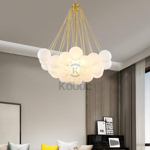 Tiooka Modern LED Pendant lights Glass Ball 20/37 Europe Chandelier Restaurant Cafe DecorationLight Fixtures E27 Black Gold