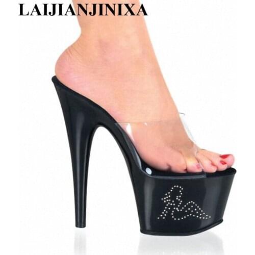 LAIJIANJINXIA High Heels perfect 17 cm Super High Sandals lady evening shoes joker Slip-On high-heeled Dance Shoes G-018