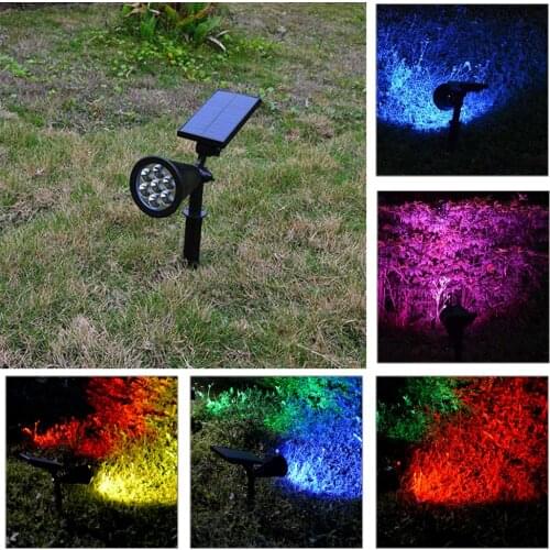 12 LED Solar Lamp 12W Outdoor Lawn Ground Spotlight Lighting Lamp Colorful RGB Solar Light for Garden Landscape Decoration