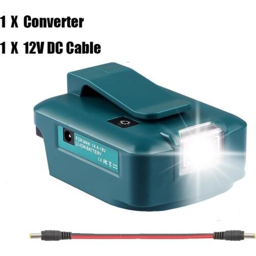 USB Adapter For Makita BL1430 BL1440 BL1830 BL1840 BL1850 BL1860 14.4V 18V Battery with LED Light Dual USB Port 2.1A charger