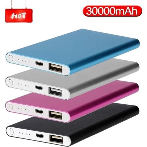 30000mah Power Bank Ultra-thin Portable Charger USB Mobile Power External Battery Powerbank Charger for Xiaomi Samsung
