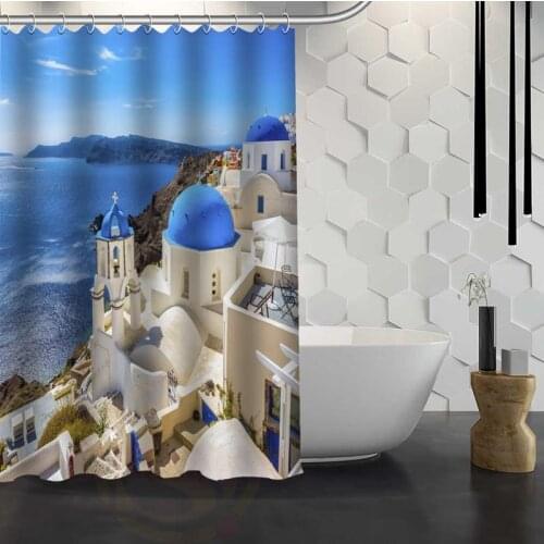 Custom Greece capital Shower Curtain With Hooks Fabric Bathroom Curtain eco-friendly Waterproof shower curtain