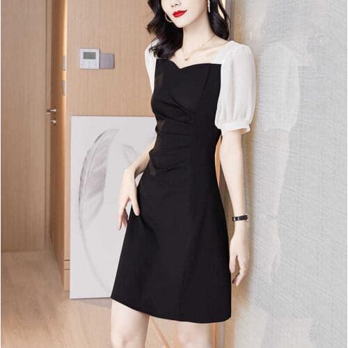 Dress Womens Summer 2021 New Waist Closing Medium Length Slim Temperament Celebrity Hepburn Style Skirt