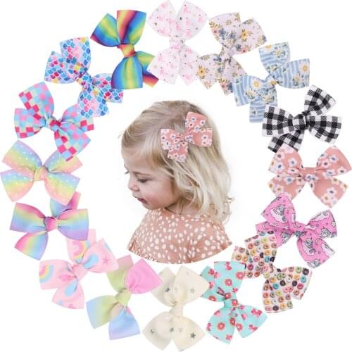 16Colors 1piece 4Inch Girls BowKnots Hair Clips For Children Hair Bows Handmade Hairpin Headwear Fashion Kids Hair Accessories