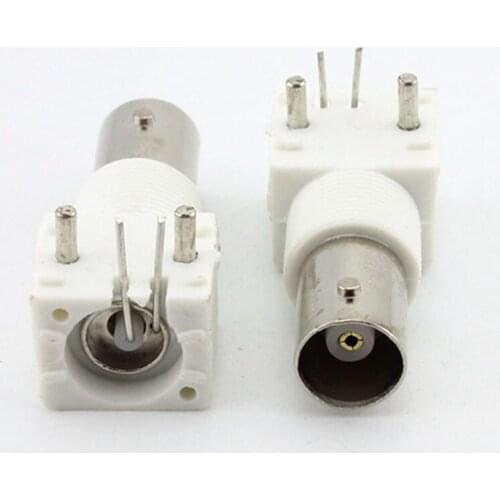 10pcs/lot BNC white plastic welding plate 90 degree BNC foot socket BNC board PCB monitor video plug Q9 connector