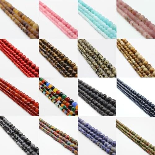 15" 4 6 8 10mm Chakra Beaded Matte Lava Tiger Eye Black Onxy Loose Natural Stone Beads For Jewelry Making DIY Bracelet Necklace
