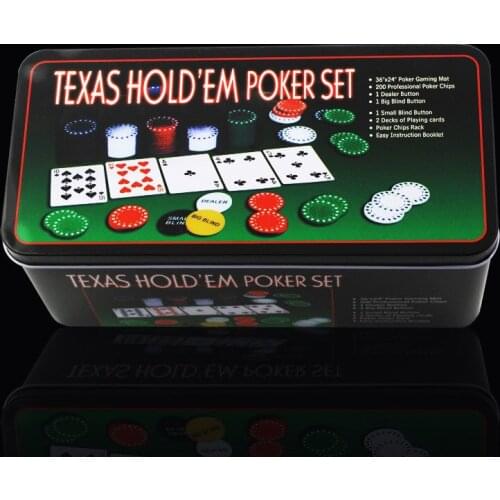 200 Chips With Tablecloth 2 Sets Of Playing Cards Iron Box Set Family Party Adult Interactive Game Tools Toy Store Hot Products