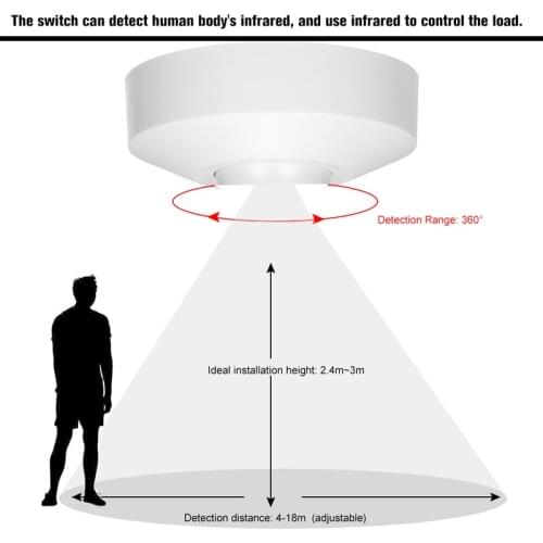 220V 110V 1200W Microwave Radar Sensor PIR Occupancy Body Motion Detector Light Switch