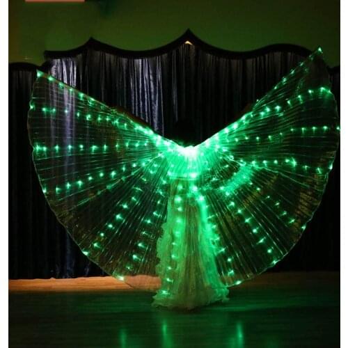 Stage Performance Prop Women Dance Accessories Girls DJ LED Wings Light Up Lamps Green Isis Wings
