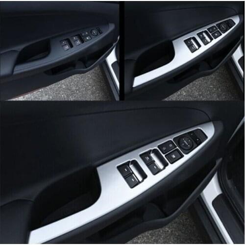 ACCESSORIES FIT FOR HYUNDAI TUCSON TL 2015 2016 CHROME INTERIOR DOOR WINDOW SWITCH PANEL COVER TRIM BEZEL MOLDING GARNISH