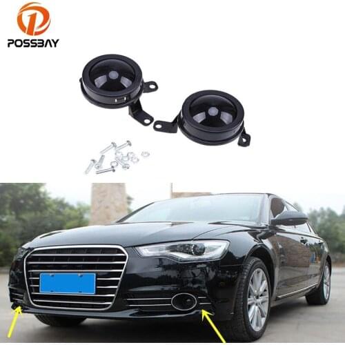 POSSBAY 2Pcs Car Black Front Fog Lamp Cover ACC Radar Sensor Decorate Foglight Protector for Audi RS6/RS6 Plus/Avant Qu 13-16
