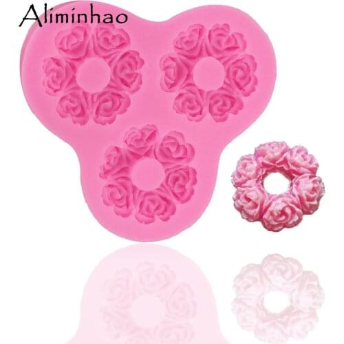 B0258 wreath shape flower cake dessert Sugarcraft Silicone mould chocolate fondant cake decorating tools