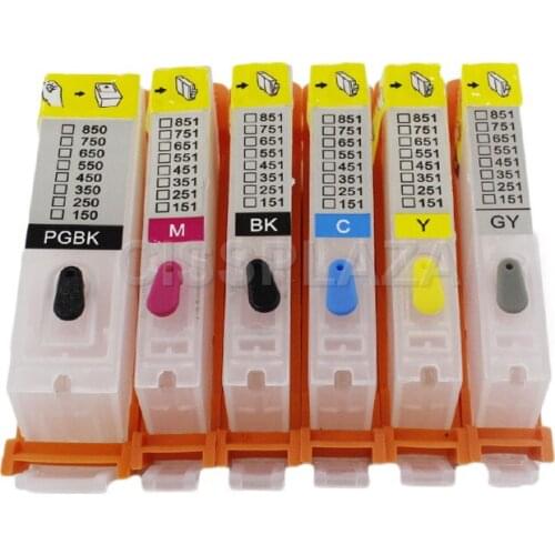 CISSPLAZA 6PCS PGI550 CLI-551 GY for IP7250 MG5450 MG6450 MG5550 MX725 MX925 MG6350 MG7150 IP8750 refillable ink cartridge