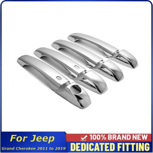 For Jeep Grand Cherokee 2011 to 2019 ABS Chrome Car Side Door Handle Cover Trims Sticker Auto Accessories