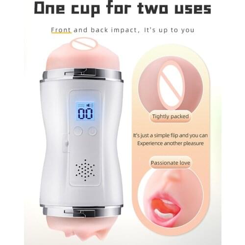 Double Heads Oral Sex Vibrating Masturbator Cup Male Penile Exerciser Masturbation Vagina Adult Pocket Pussy Male Masterbater