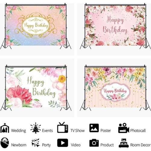 Beautiful Flowers Pink Style Backdrops Photo Background Decorations for Girls Birthday Party Photography Props