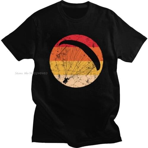 Fashion Retro Paragliding Tshirt for Men Short Sleeve Leisure Paraglider Paramotor Parachute T Shirts Pure Cotton Tee Gift