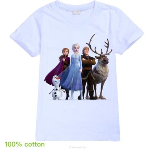 Disney Frozen Princess Elsa Anna Girls T-Shirts Cartoon Print Costumes Boys Kids Sports Clothes Tops Cotton Child Toddler Tees