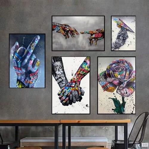 Graffiti Street Art Middle Finger Gesture Posters and Prints Canvas Paintings Wall Art Pictures for Living Room Home Decoration