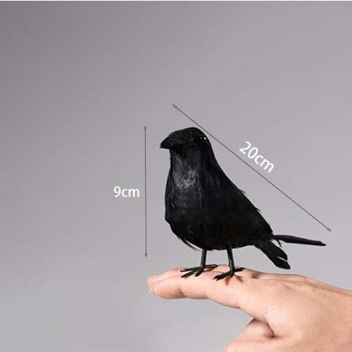 Simulation Crow Black Flocking Feather Crow Halloween Christmas Decoration Fake Bird Animal Scary Toys Home Party Horror Props
