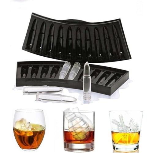 Creative Gun Bullet Skull Shape Ice Cube Maker DIY Ice Cube Tray Chocolate Mold Home Bar Party Cool Whiskey Wine Ice Cream Tool
