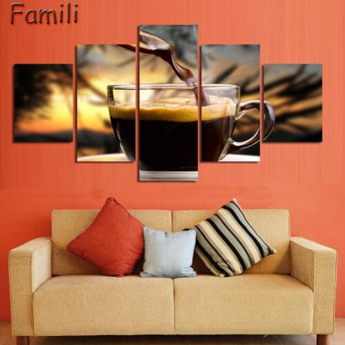 Oil Paiting Printed Painting Picture coffee bean Canvas Wall Canvas Painting Unframed for Living Room HD Print Modern 5Pcs/set