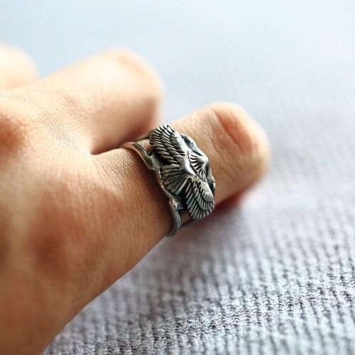 Personality 316L Stainless Steel Eagle Ring Vintage Punk Biker Ring Women Mens Animal Ring Hip Hop Jewelry Fashion Ring
