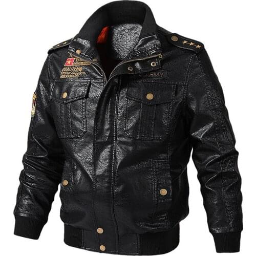 Spring Autumn Leather Jacket Men Vintage Style Motorcycle Jacket Stand Collar Biker Coat Men Retro Leather Coat Fashion Clothing