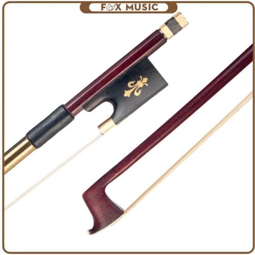 Brazilwood Bow 4/4 Fiddle/ Violin Bow Round Stick W/ Sheep Skin Grip White Mongolia Horsehair Ebony Frog For Beginner Use