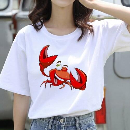 Cute Lobsterling T Shirt Women Summer Fashion Tops TShirts Short Sleeve Round Nack T-Shirts Korean Style Fashion Girl Tops Tees