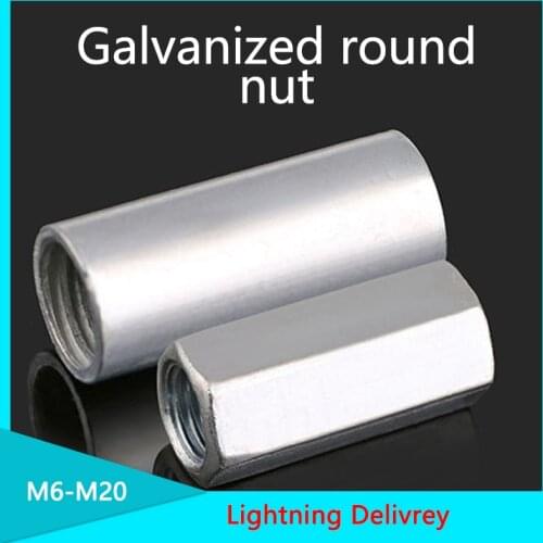 Rod Coupling Galvanized and Long Round Joint Nut Screw Connection Nut 10/20 Pcs