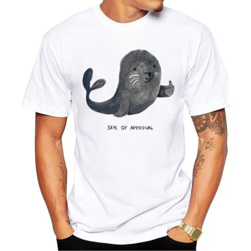 TEEHUB New Arrivals Seal Of Approval Men T-Shirt Fashion Vintage Seal Printed Tops Short Sleeve Cool Tshirts Funny Tee