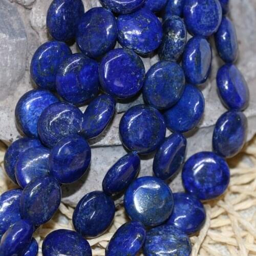 Natural stone blue lapis lazuli 10mm 12mm 14mm coin button high quality hot sale diy jewelry loose beads 15inch B599