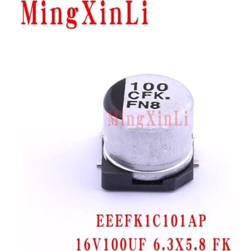 20PCS NEW Matsushita FK 16V100UF 6.3X5.8 EEEFK1C101AP SMD Aluminum Electrolytic Capacitor 100UF/16V Long life