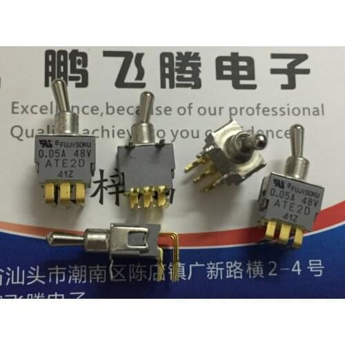 Original new 100% ATE2D 0.05A 48V mini toggle switch hook 6pin 2gear 0.05A head toggle switch