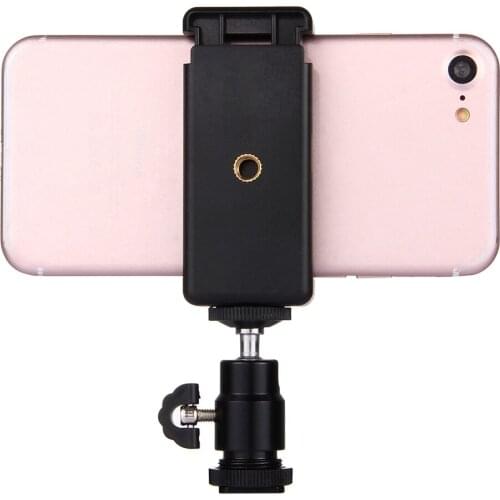 PU214 Hot Shoe Tripod Head Universal Useful 360 Degrees Stable Selfie SticksTripod Mount Stand Clamp for iPhone Smartphones