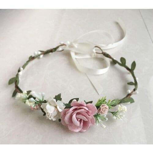 Blush Pink Ivory Bridal Wedding Floral Hairpiece Crown