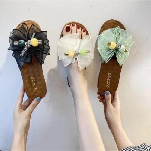 Luxury designer Unisex Bathroom slidder light weight comfy indoor slippers man and woman summer footwear Bow slippers flip flops