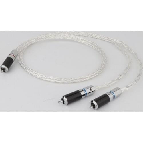 High Quality 8AG OCC Silver Plated Audio Signal Cable With R1700 Rhodium Plated RCA plug 1RCA To 2RCA Interconnect cable