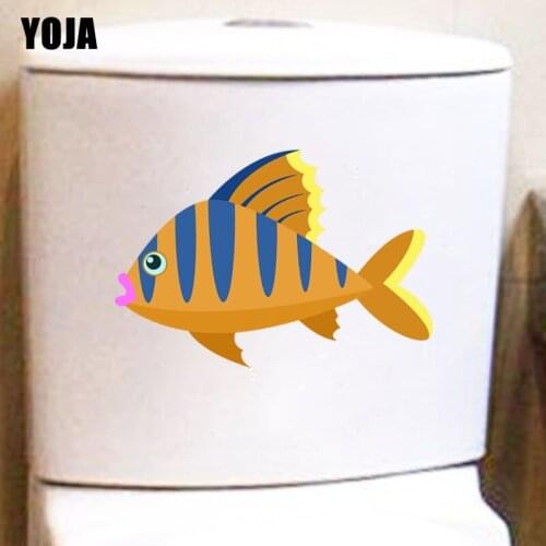 YOJA 24.1*16.5CM Striped Fish Living Room Home Decor Toilet Decal Wall Sticker Funny Cartoon T3-0930