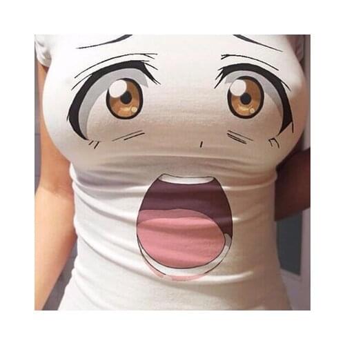 Anime T Shirt Women Plus Size 3d Print Funny Cartoon tops New Summer Short Sleeve T-shirt Harajuku Tee Shirt Shy Girl Sexy Tops