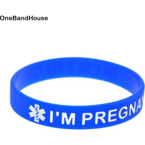 1PC Alert I am Pregnant Silicone Wristband Ink Filled Color 4 Colors