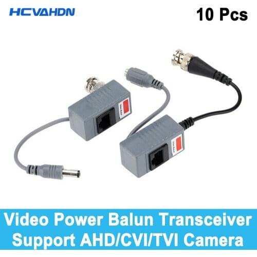 10pcs CCTV Camera Accessories Audio Video Balun Transceiver BNC UTP RJ45 Video Balun with Audio and Power over CAT5/5E/6 Cable