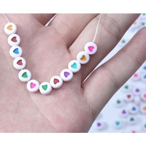 100pcs heart Acrylic solid mix color beads Flat beads plastic solid color beads DIY Accessories clothing loose beads gfh5