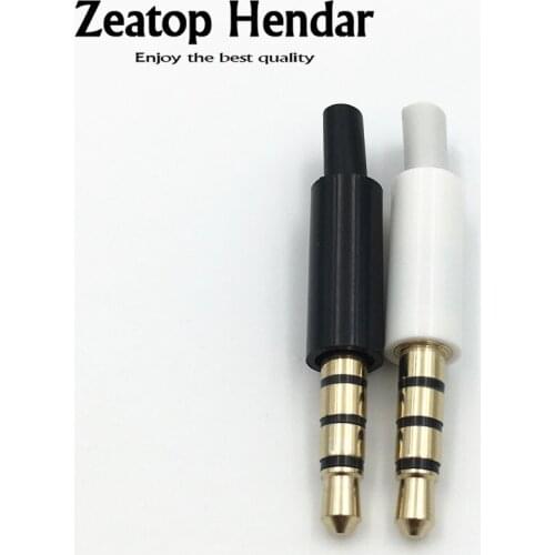 100Pcs Mini 3.5mm Stereo Headset Jack 4 Pole 3.5 Audio Plug Adaptor Connector for Iphone White and Black Gold plated