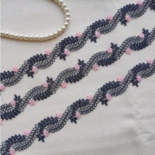 2 Meters Deep Blue Lace Trim High Quality Flower Lace Fabric Embroidery Handmade Patchwork Ribbon DIY Apparel Sewing Accessories