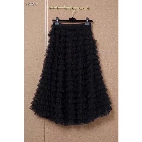 New 2021 Summer Women Fashion Runway Long Skirts High Waist Ball Gown Elegant Ladies Solid Color Skirts