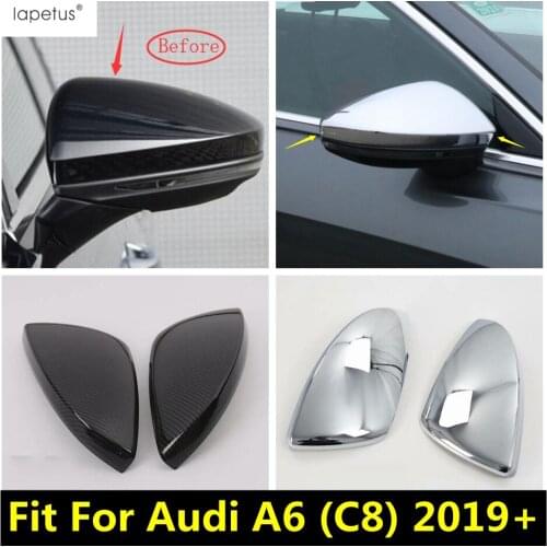Lapetus Accessories Fit For Audi A6 C8 2019 - 2021 ABS Outside Door Rearview Mirror Decoration Protector Shell Cover Kit Trim