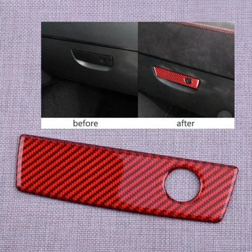 Car Red Carbon Fiber Glove Box Handle Panel Cover Trim LHD Fit For Dodge Challenger 2008 2009 2010 2011 2012 2013 2014